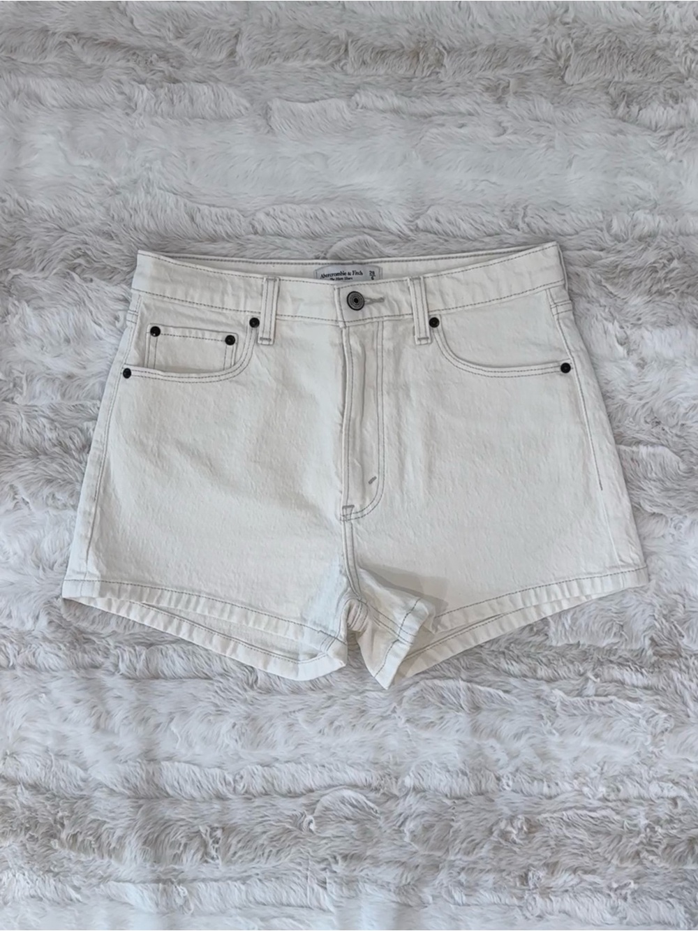 Abercrombie & Fitch White High-Rise Denim Shorts
